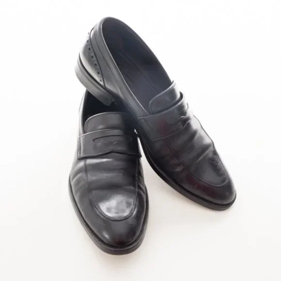 Ermenegildo Zegna Black Italian Leather Mens Size 8 Penny Loafer New ERMENEGILDO ZEGNA Black Leather PENNY LOAFER Dress Shoes  main image 4